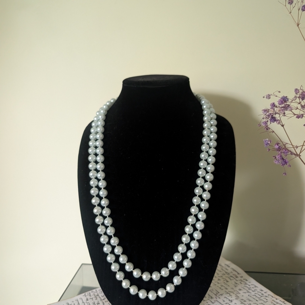 Vintage Blue Pearl Necklace